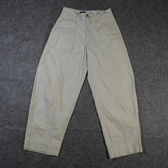 Old Navy Pants Womens 2 Barrel Leg High Rise Khaki Light Tan Cream - Picture 1 of 10